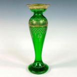 Vintage Bohemian Emerald Green Glass Vase