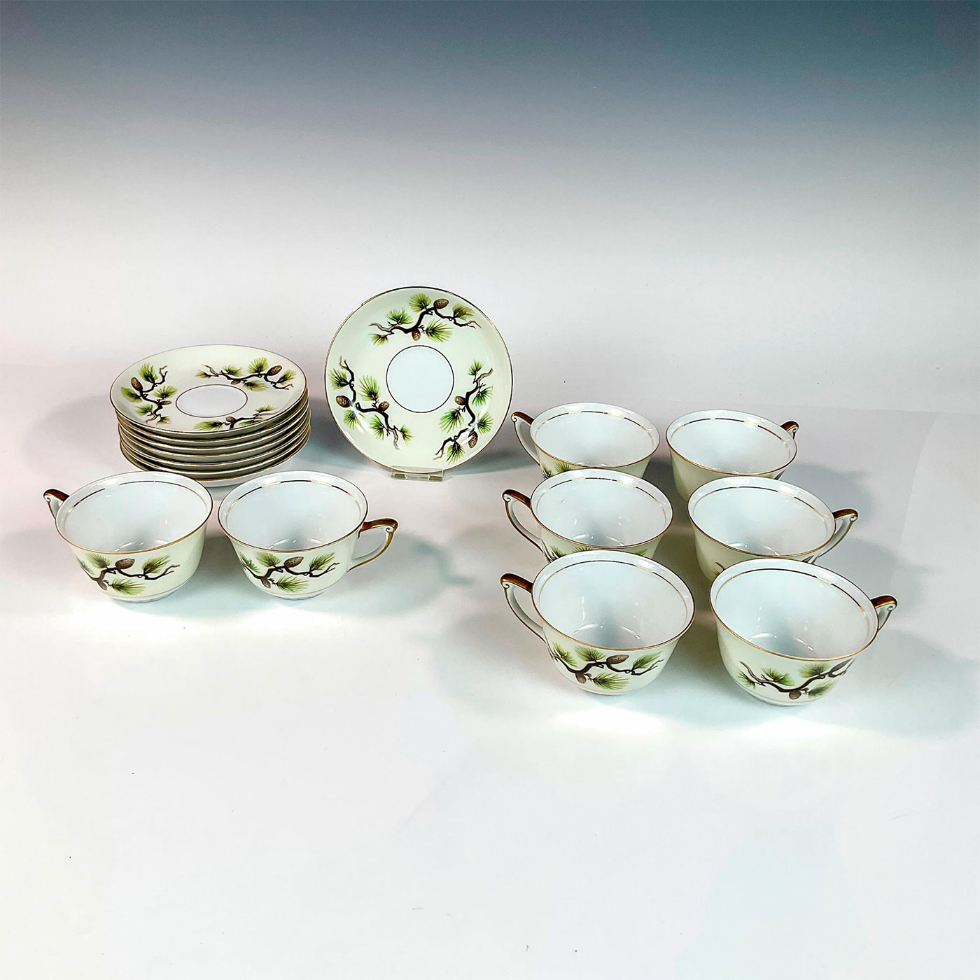 16pc Vintage Narumi Fine China Cups and Saucers, Shasta Pine - Image 2 of 4