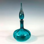 Vintage Turquoise Glass Decanter with Stopper