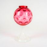 Fenton Style Cranberry Glass Ivy Ball Vase