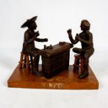 Vintage Bronze Sculpture, Bar Patrons