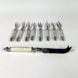 9pc Indian Silverplate Cocktail Forks and Knife