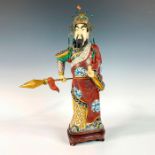 Chinese Cloisonne Enamel Figure, Guan Yu Warrior with Spear