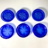 6pc Hazel Atlas Cobalt Blue Glass, Coasters