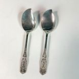 Pair of Westland Sterling Silver Jelly Spoons, Milburn Rose