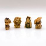 4pc Japanese Inked Resin Deities Figurines
