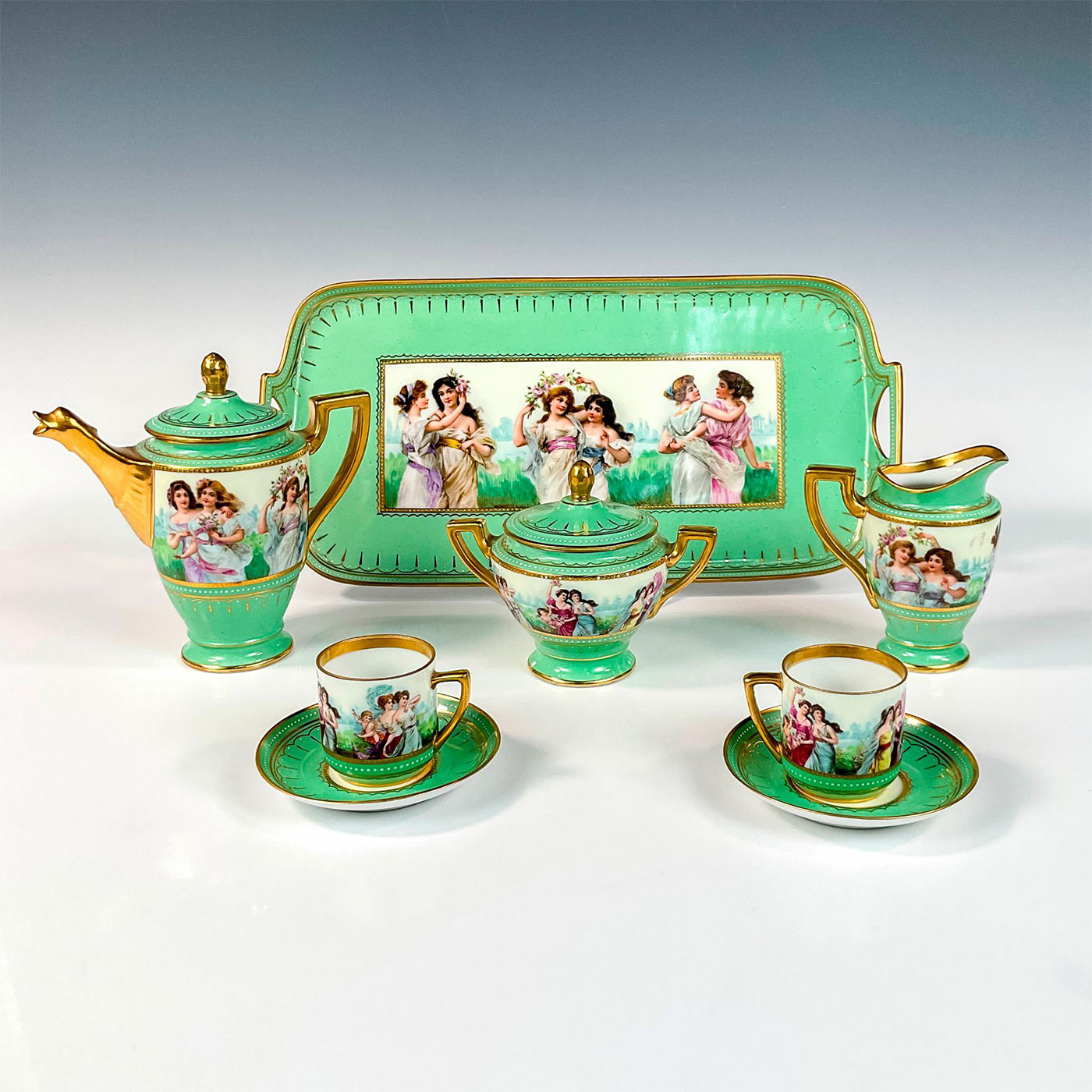 8pc Antique Royal Vienna Porcelain Coffee Serving Set - Image 2 of 5