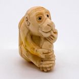 Japanese Carved Bone Monkey Netsuke