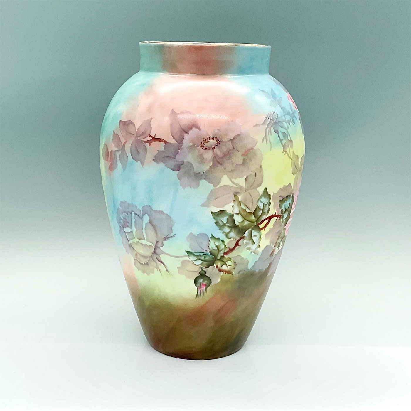 Antique Bernardaud Limoges Porcelain Floral Vase - Image 3 of 4