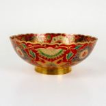 Vintage India Brass and Enamel Peacock Bowl