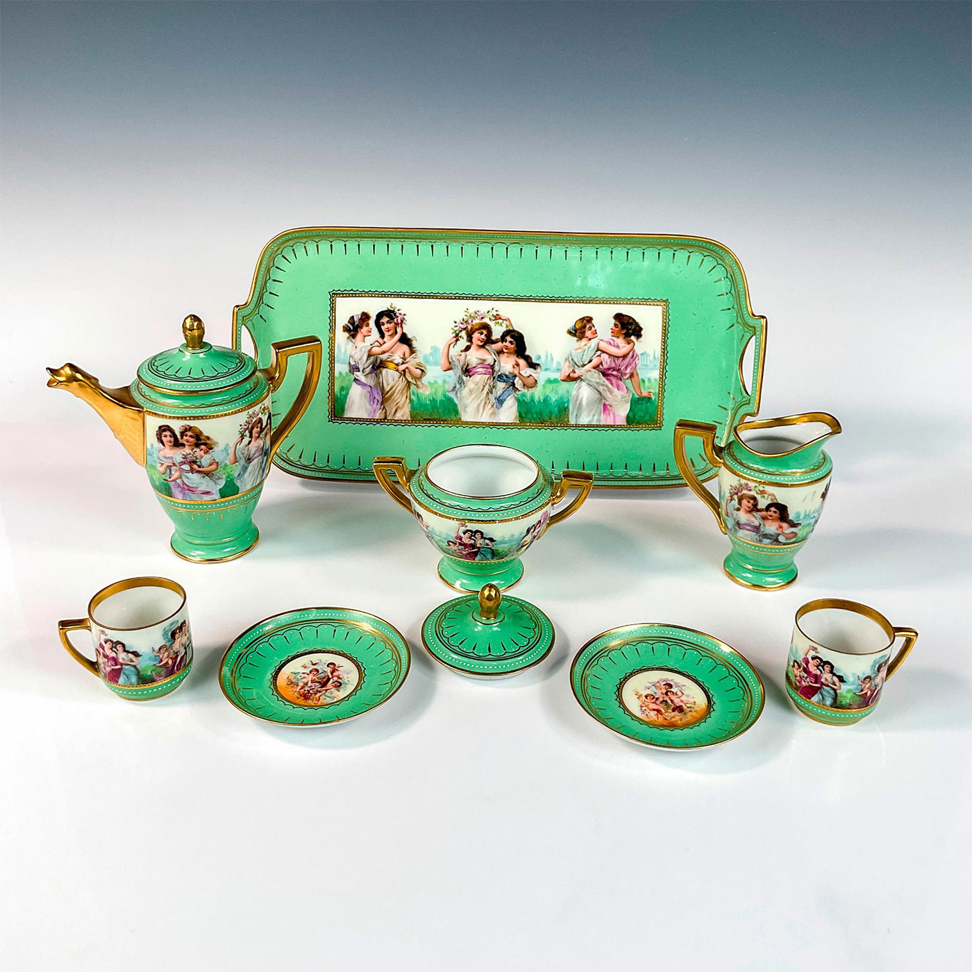 8pc Antique Royal Vienna Porcelain Coffee Serving Set - Image 3 of 5