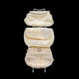 3pc Vintage White Beaded Handbags