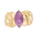 Yellow Gold and Amethyst Wide Band Ring