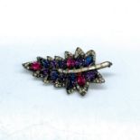 Weiss Colorful Rhinestone Leaf Pin