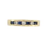 Cute Simple 14K Gold with Clear and Blue Crystals Ring