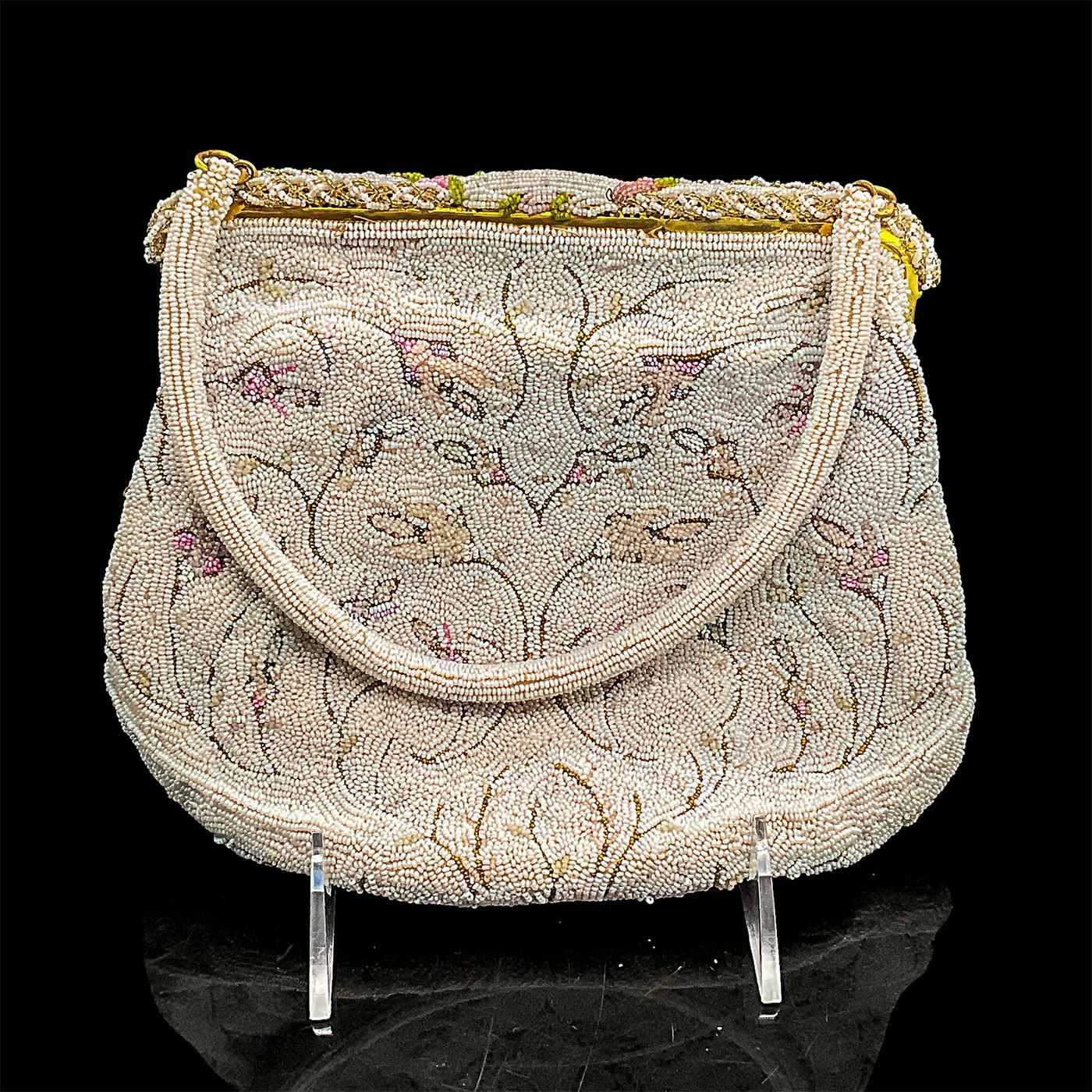 3pc Vintage White/Multi-Color Beaded Handbags - Image 2 of 7