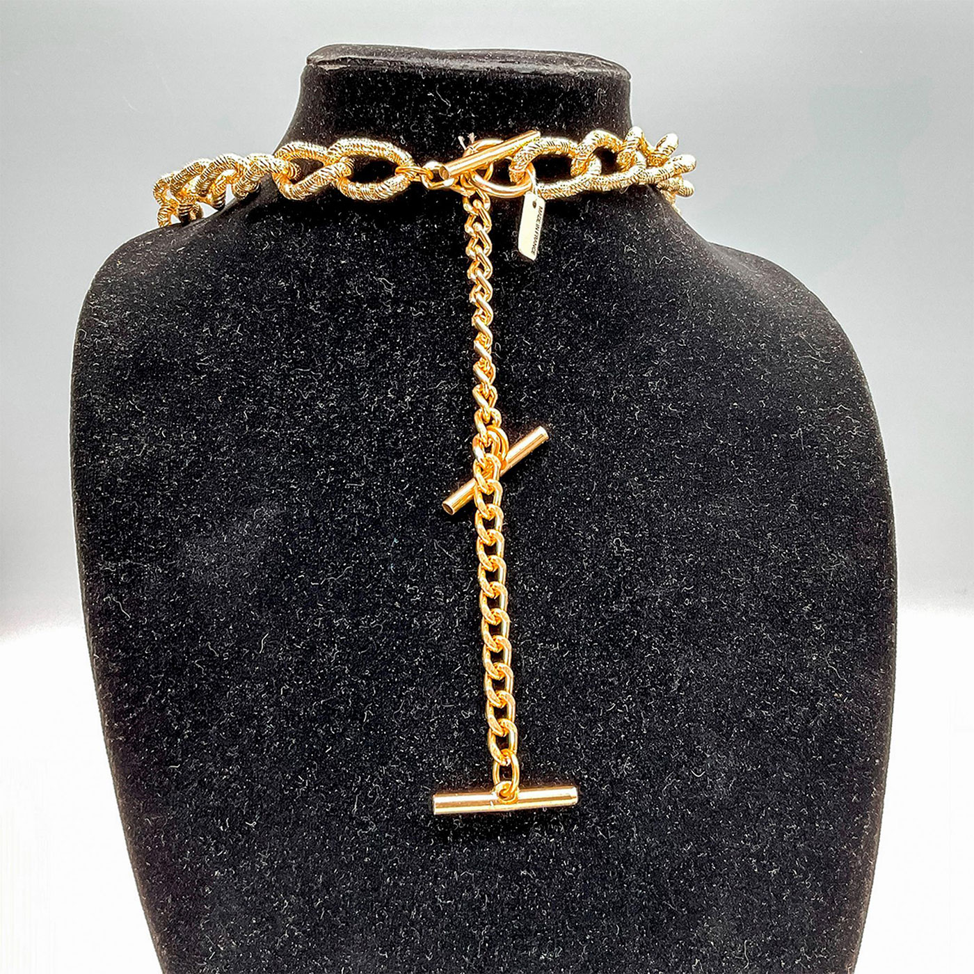 Chanel Inspired Costume Pearl/Gold Chain Necklace w/Charms - Image 3 of 3