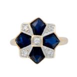 14K Yellow Gold Sapphire and Diamonds Ring