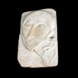 Carved Marble Abstract Woman's Face Sculpture