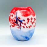 Murano Art Glass Red, White, and Blue Vase