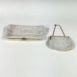 2pc Vintage White Beaded Clutch Purses, Walborg and More