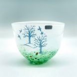 Kosta Boda Art Glass Bowl, October Series, Trees and Birds