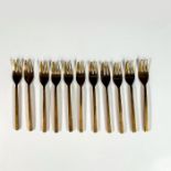 11pc Sigvard Bernadotte Bronze Cake Forks, Scanline