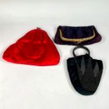 3pc Vintage Satin Clutch Purses, JK + More