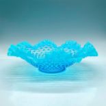 Fenton Blue Hobnail Glass Ruffled Bowl