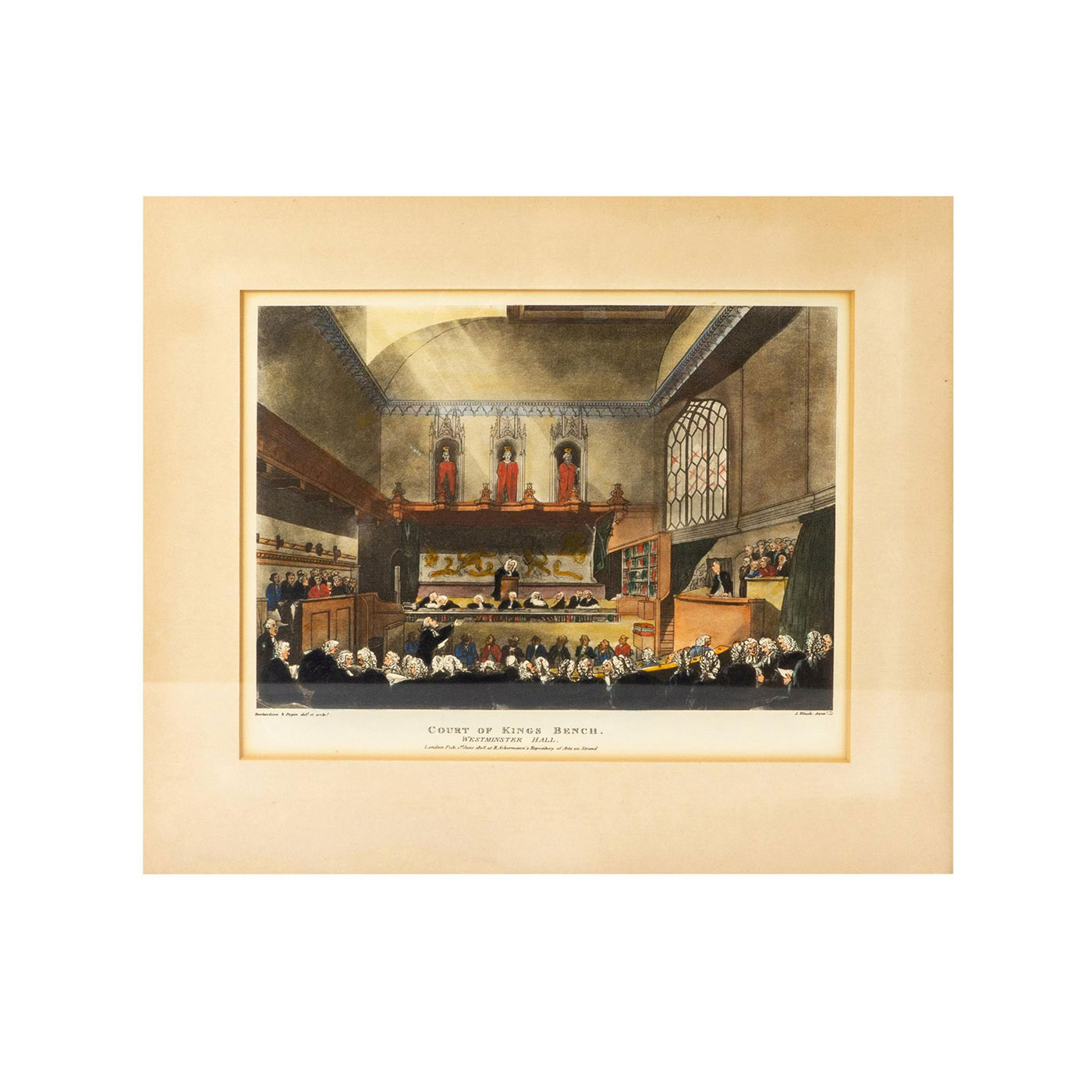 J. Bluck and R. Ackerman, Print on Paper of a Courtroom - Image 2 of 4