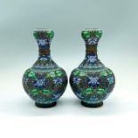 Pair of Chinese Brass Enamel Vase