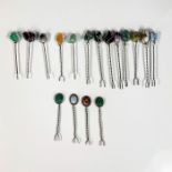 17pc Silverplate Twisted Gemstone Cocktail Forks