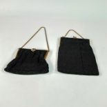 2pc Vintage Black Beaded Pouch Purses