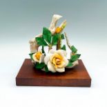 2pc Cybis Porcelain Rose Sculpture with Base