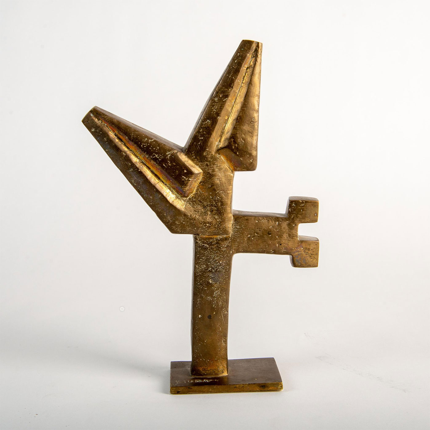 Liuba Wolf Bronze (Brazilian/Bulgarian, 1923-2005) Abstract Bronze Tabletop Sculpture, Signed