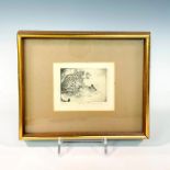 George G. Freisinger Ink Etching of Tiger and Boar, Signed