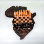 African Shaped Wood Chess Set