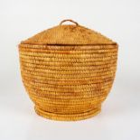 Large Native American Tribal Woven Basket With Lid