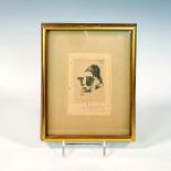 George G. Freisinger Ink Etching of Boston Terrier With Ball, Signed