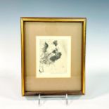 George G. Freisinger Ink Etching of Cairn Terrier Portrait, Signed