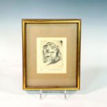 George G. Freisinger Ink Etching of Boarder Collie, Signed