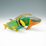 2pc Folk Art Hand Painted Wood Fish Figurines