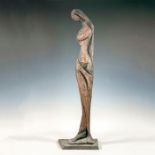 Weis Signed Metal Alloy Woman Sculpture