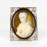 Antique Artist Signed Miniature Portrait Painting of a Royal Female