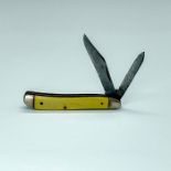 Vintage Ka-Bar Pocket Knife 2 Blades Yellow Scales