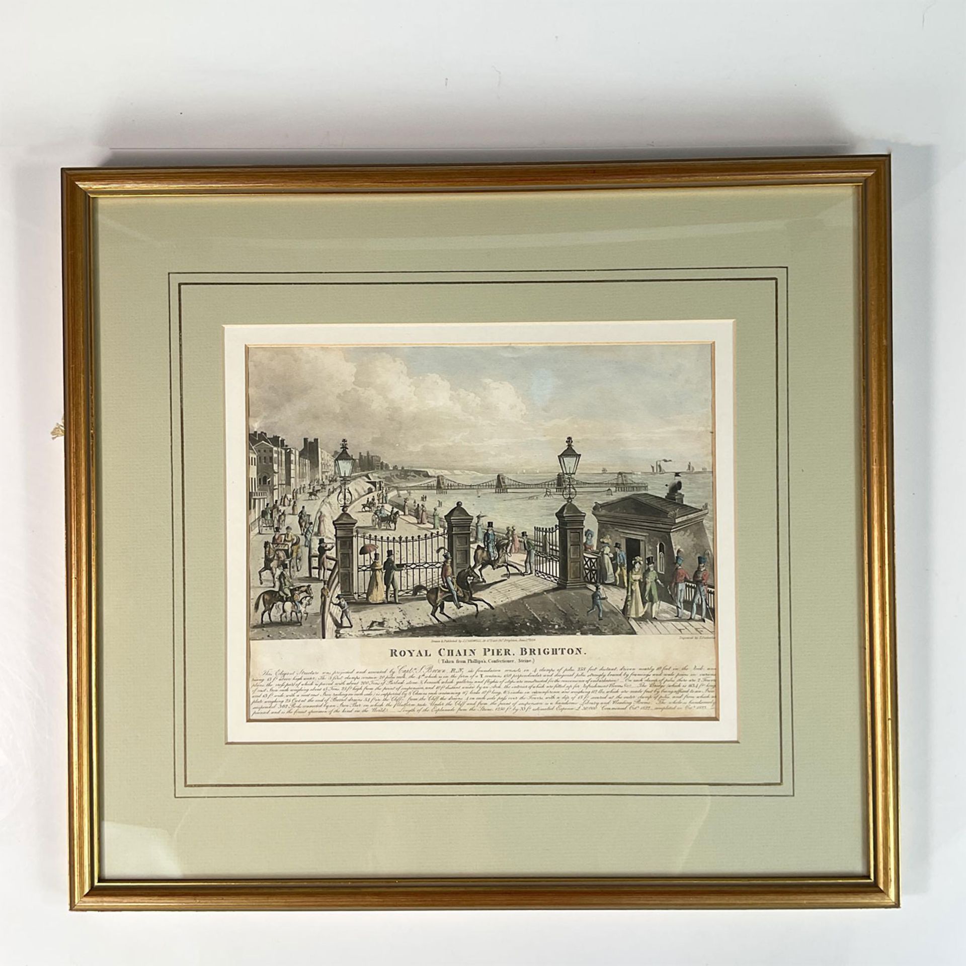 2pc 1820's Engraved Prints of Pavilion - Brighton, England - Bild 2 aus 4