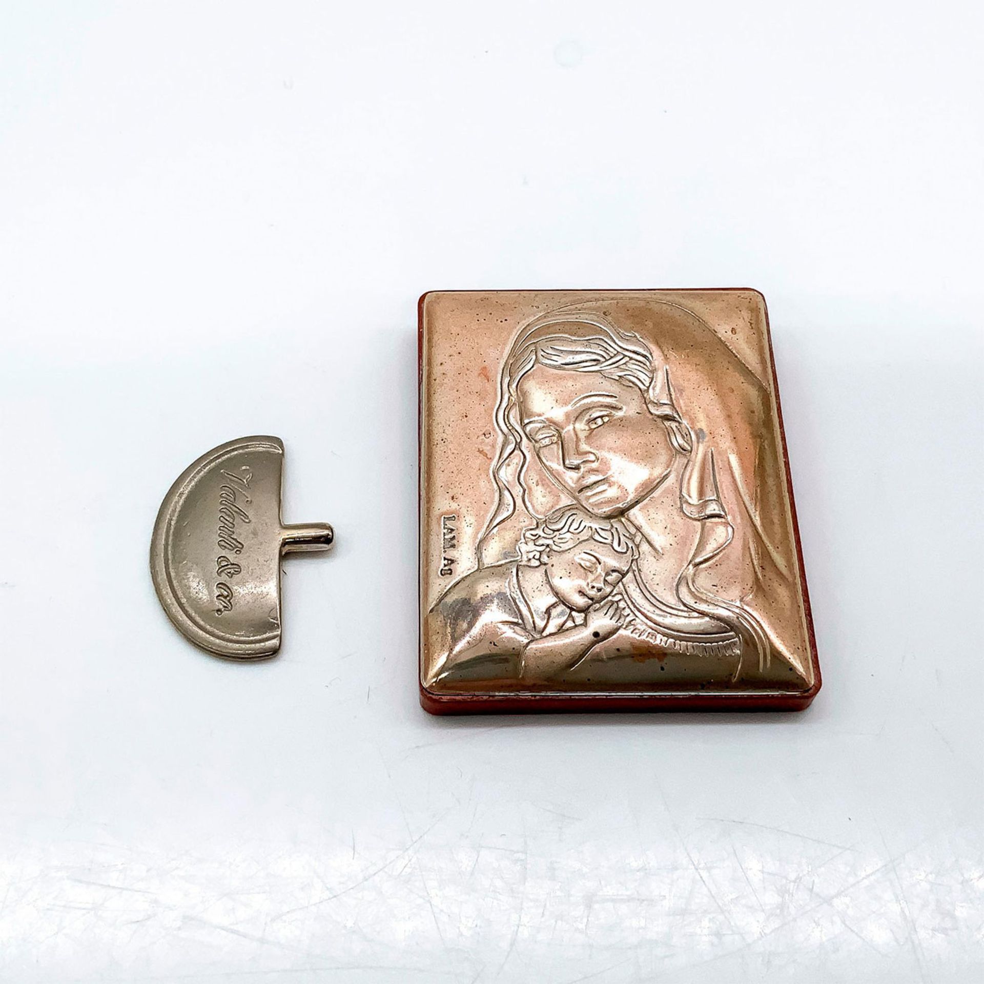 Valenti and Co Silver Plated Miniature Icon, Mary with Jesus - Image 2 of 3