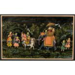 Vintage Painting on Silk, Mughal King with His Convoy