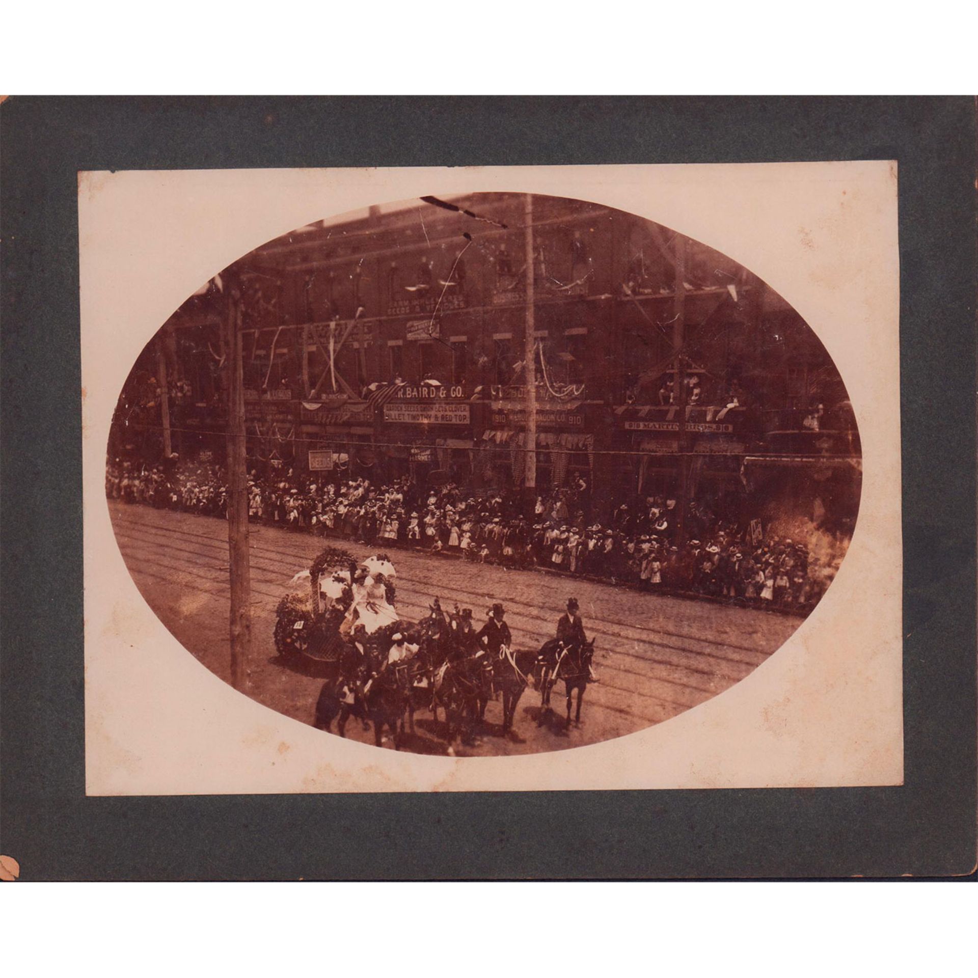 Vintage Black and White Photograph on Board, Parade