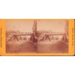 Antique Stereograph Photography, Broadway Bridge on Fulton
